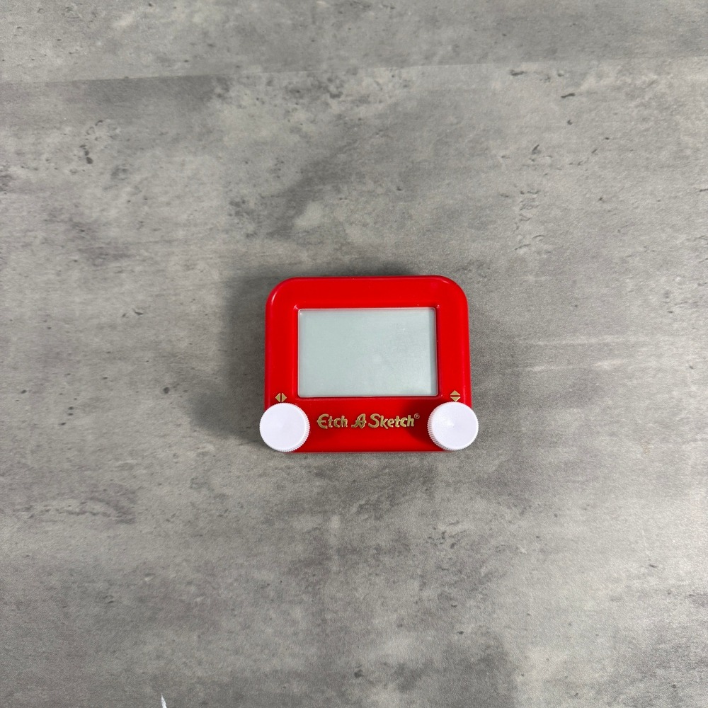 Vintage Etch A Sketch Pocket Drawing Toy Red Handheld Travel Size Fidget Retro
